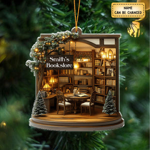 Custom Name Bookstore, Library - Christmas Gifts For Book Lovers, Book Club - Personalized Acrylic Ornament