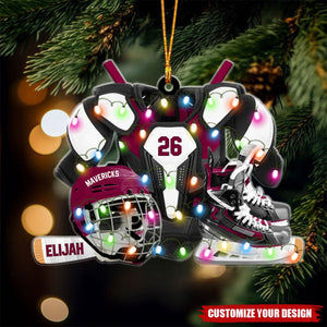 Hockey Gear-Personalized Acrylic Ornament, Christmas Gift for Hockey Players