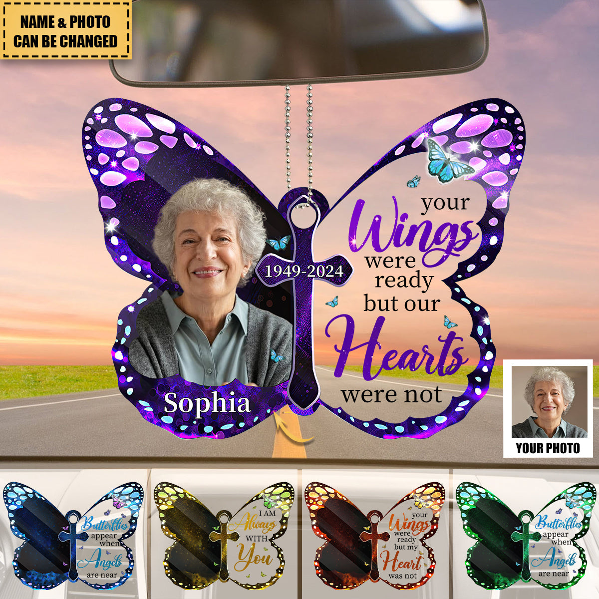 Custom Photo Your Wings Were Ready - Memorial Personalized Custom Car Ornament