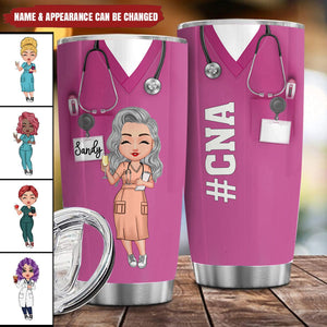 Nurse Scrub CNA RN Healthcare Worker Personalized Glitter Tumbler