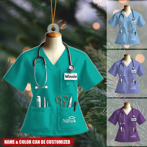 Nurse Uniform Custom Name Ornament, Christmas Gift For Nurse