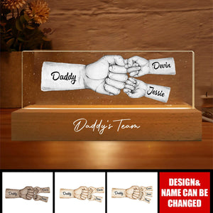 Daddy's Team Fist Bump Personalized Acrylic LED Night Light