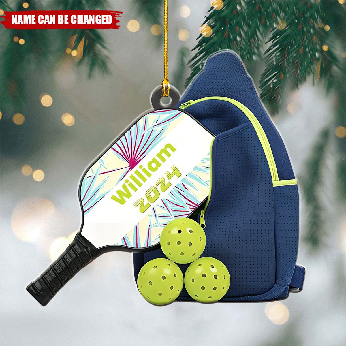 Personalized Pickleball Christmas Ornament -Gift for Pickleball Lovers