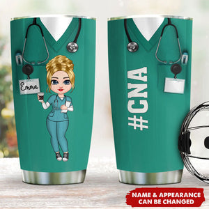 Nurse Scrub CNA RN Healthcare Worker Personalized Glitter Tumbler