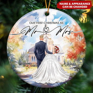 Our First Christmas As Mr Mrs - Personalized Ceramic Ornament