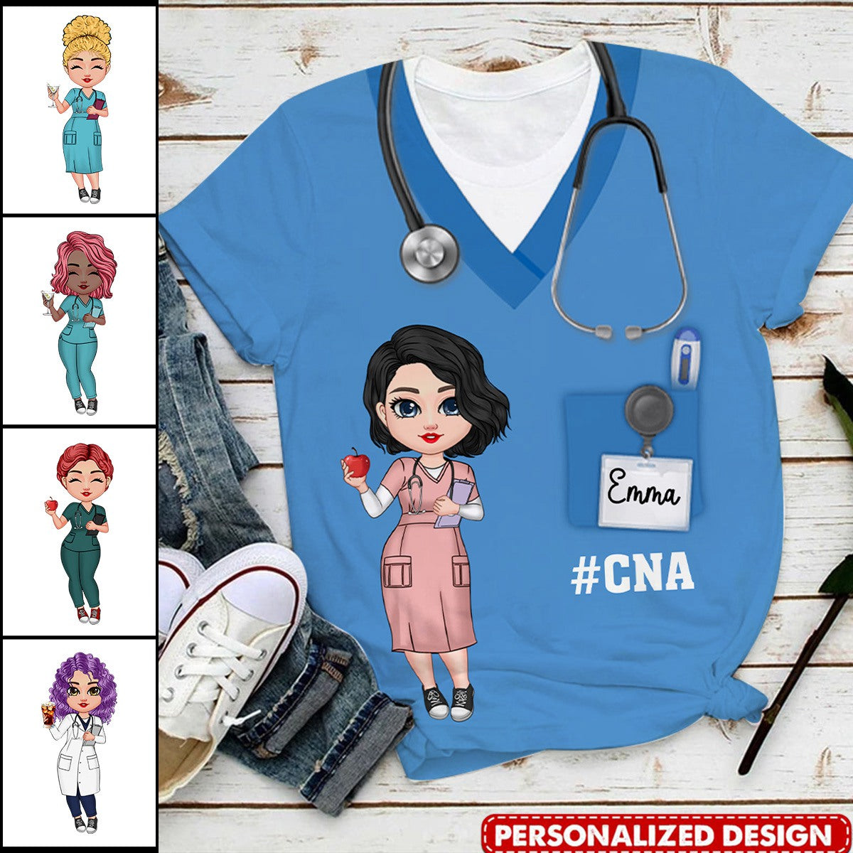Nurse Scrub Healthcare Worker Personalized 3D T-Shirt