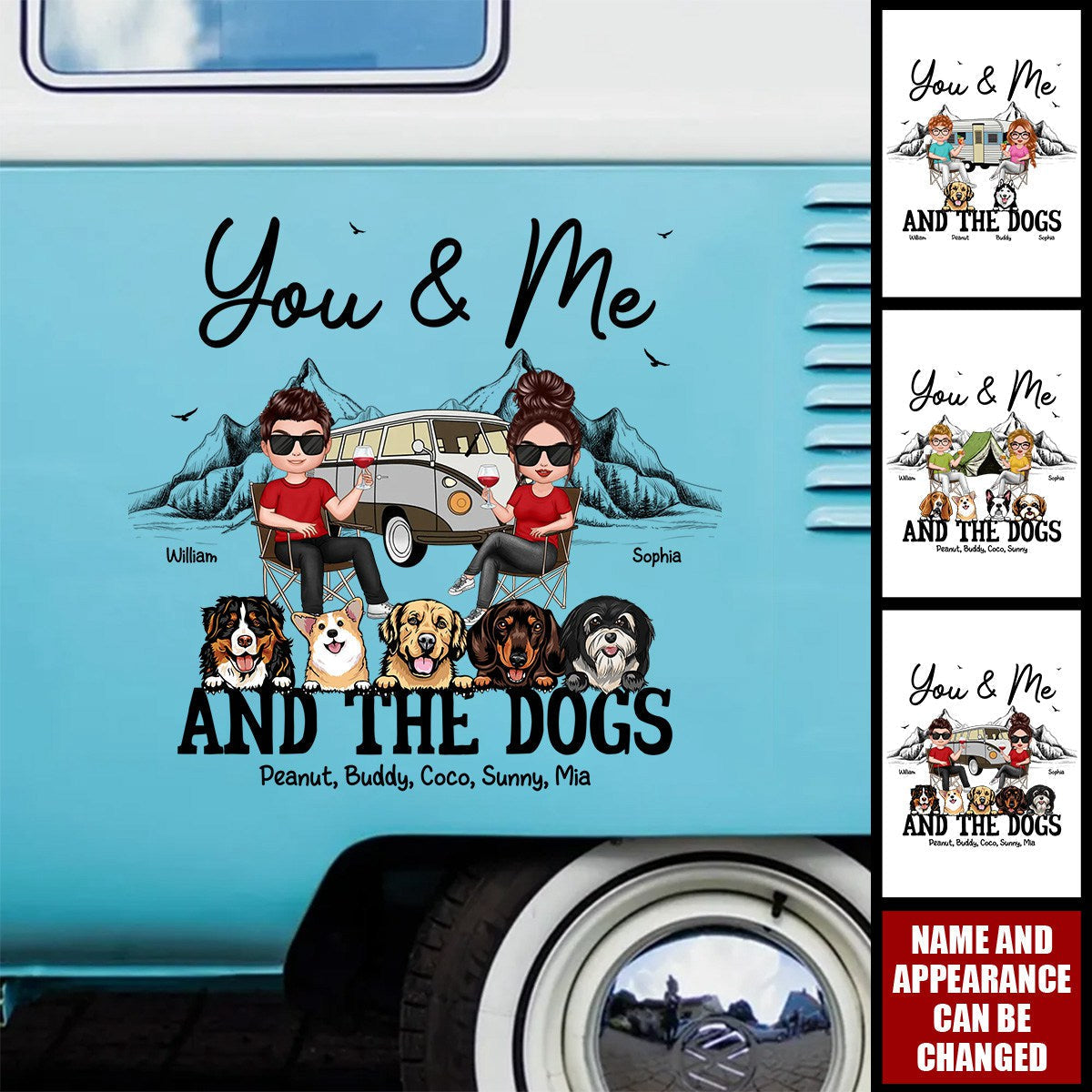 You Me & The Dogs Camping Couple Personalized RV Decal