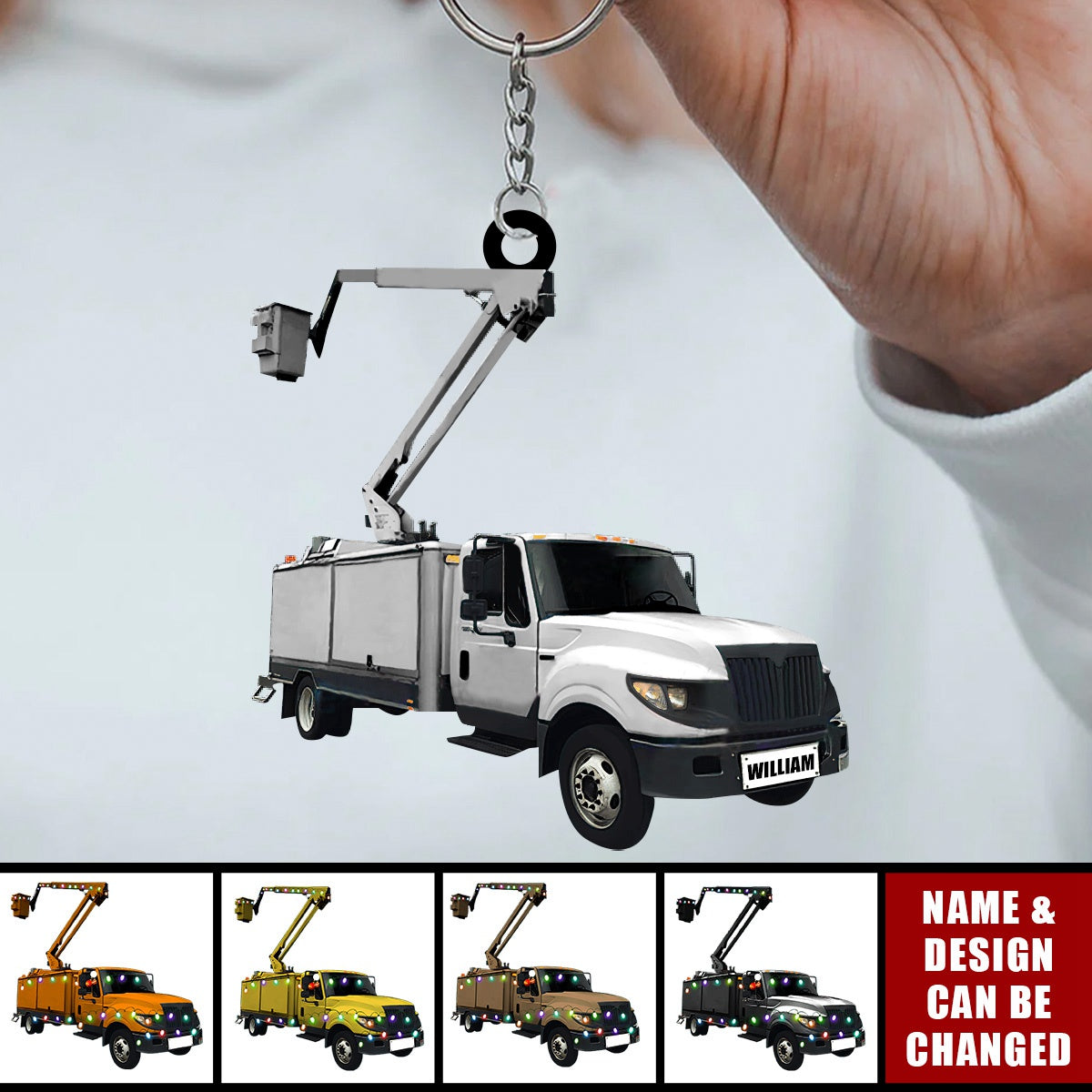 Lineman Bucket Truck - Personalized Custom Acrylic Keychain - Gift for Lineman