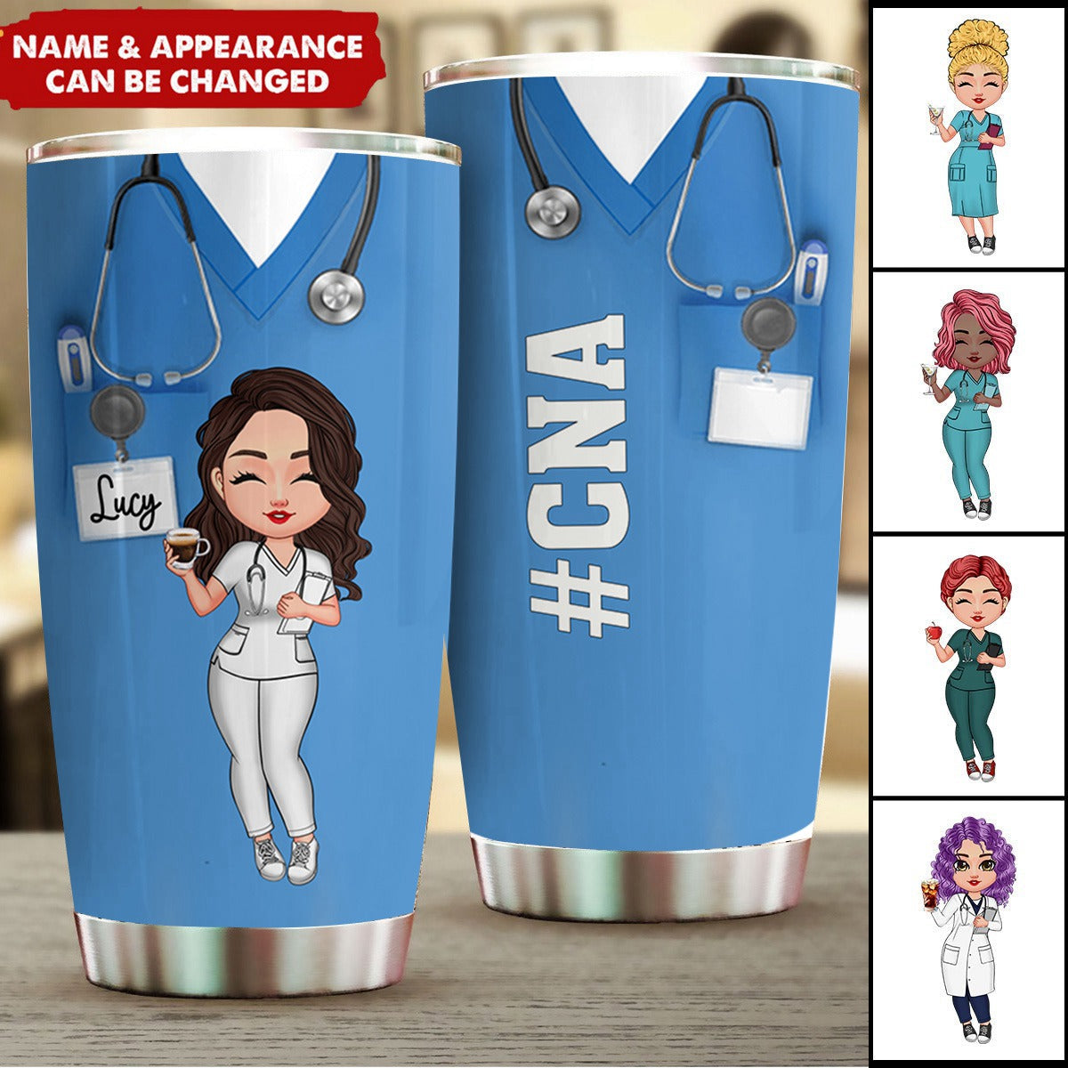 Nurse Scrub CNA RN Healthcare Worker Personalized Glitter Tumbler