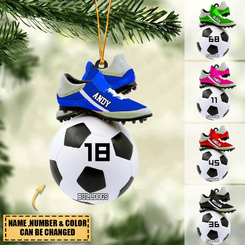 Personalized Football and Shoes Acrylic Christmas Ornament For Soccer Lover