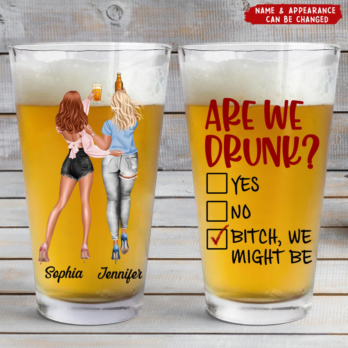 Are We Drunk? - Personalized Sister Bestie Beer Glass