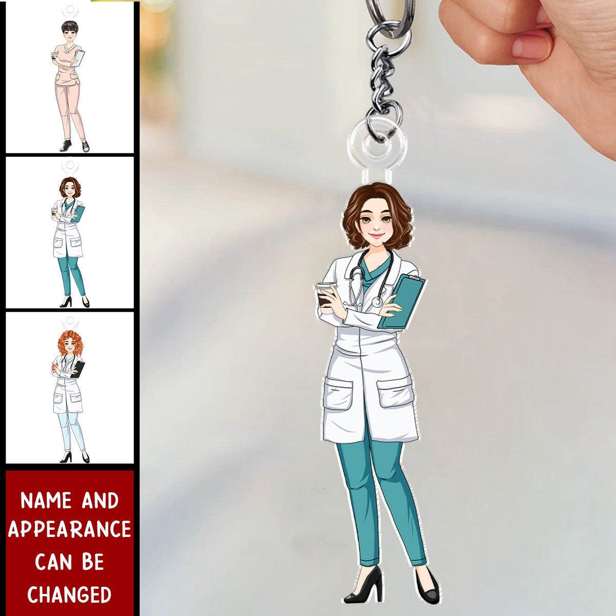 Nurse Scrub CNA RN Healthcare Worker - Personalized Keychain