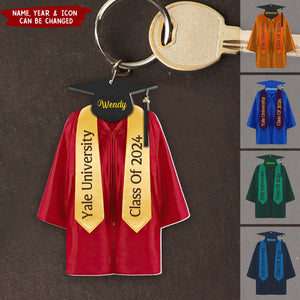 Graduation Robes And Hat For Bachelor, Senior Acrylic Keychain Personalized Gift