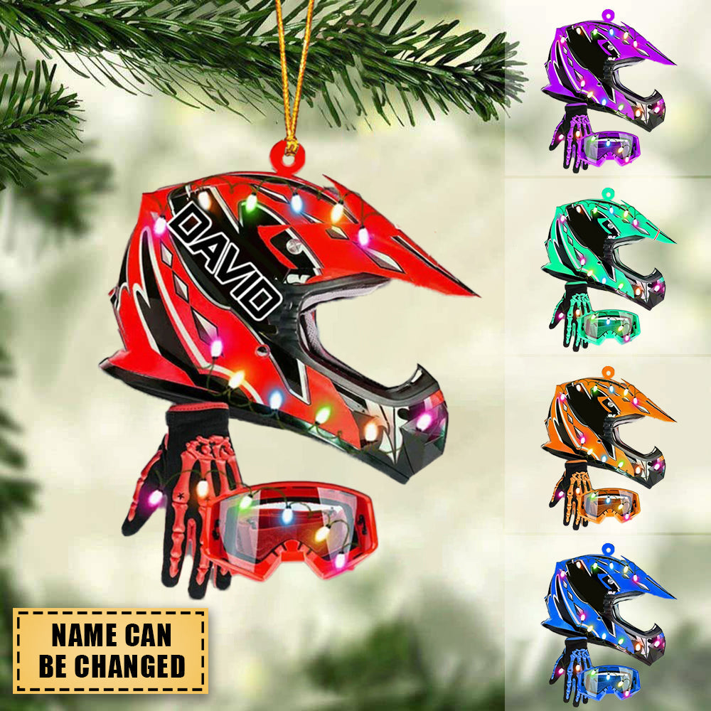 Personalized DIRT BIKE SET FULL FACE Christmas Light Ornament