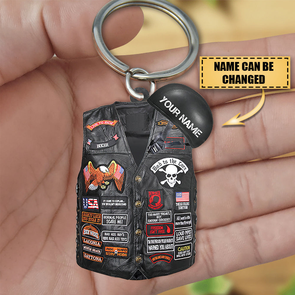 Personalized Biker Vest Acrylic Keychain - Gift For Bike Lover