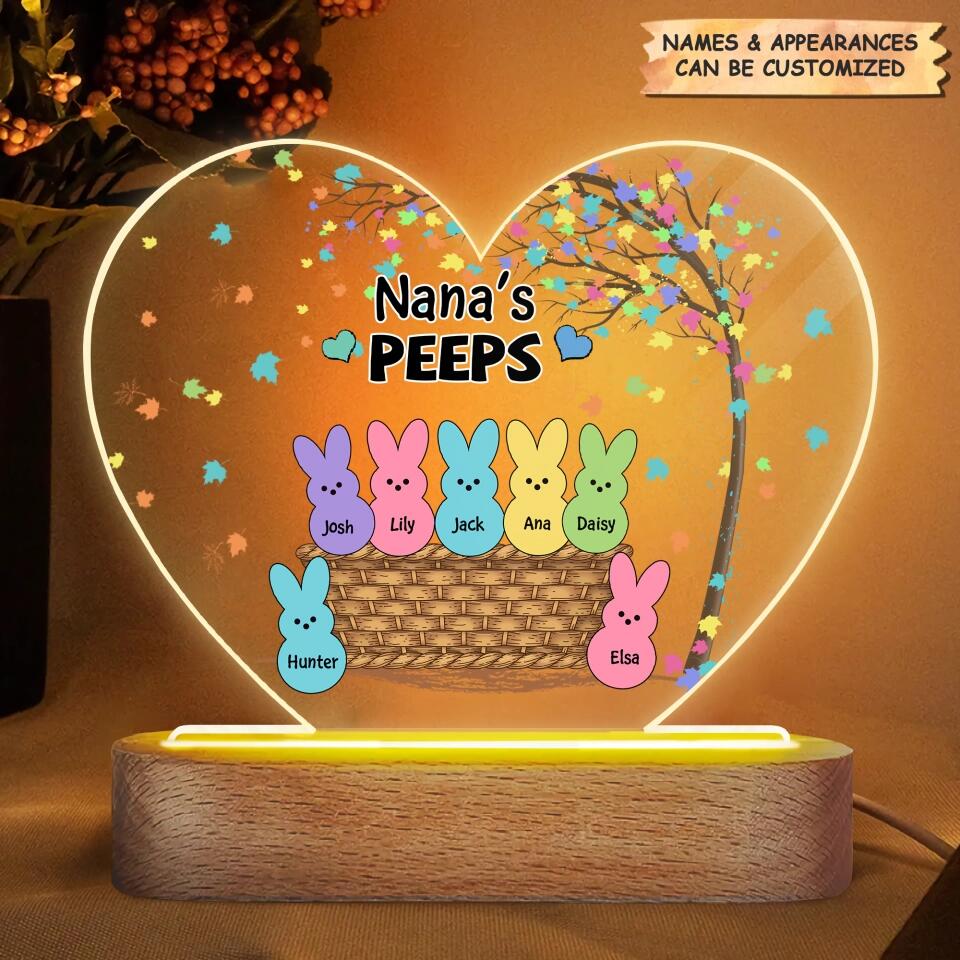 Personalized Acrylic LED Night Light - Gift For Grandma - Grandma's Peeps