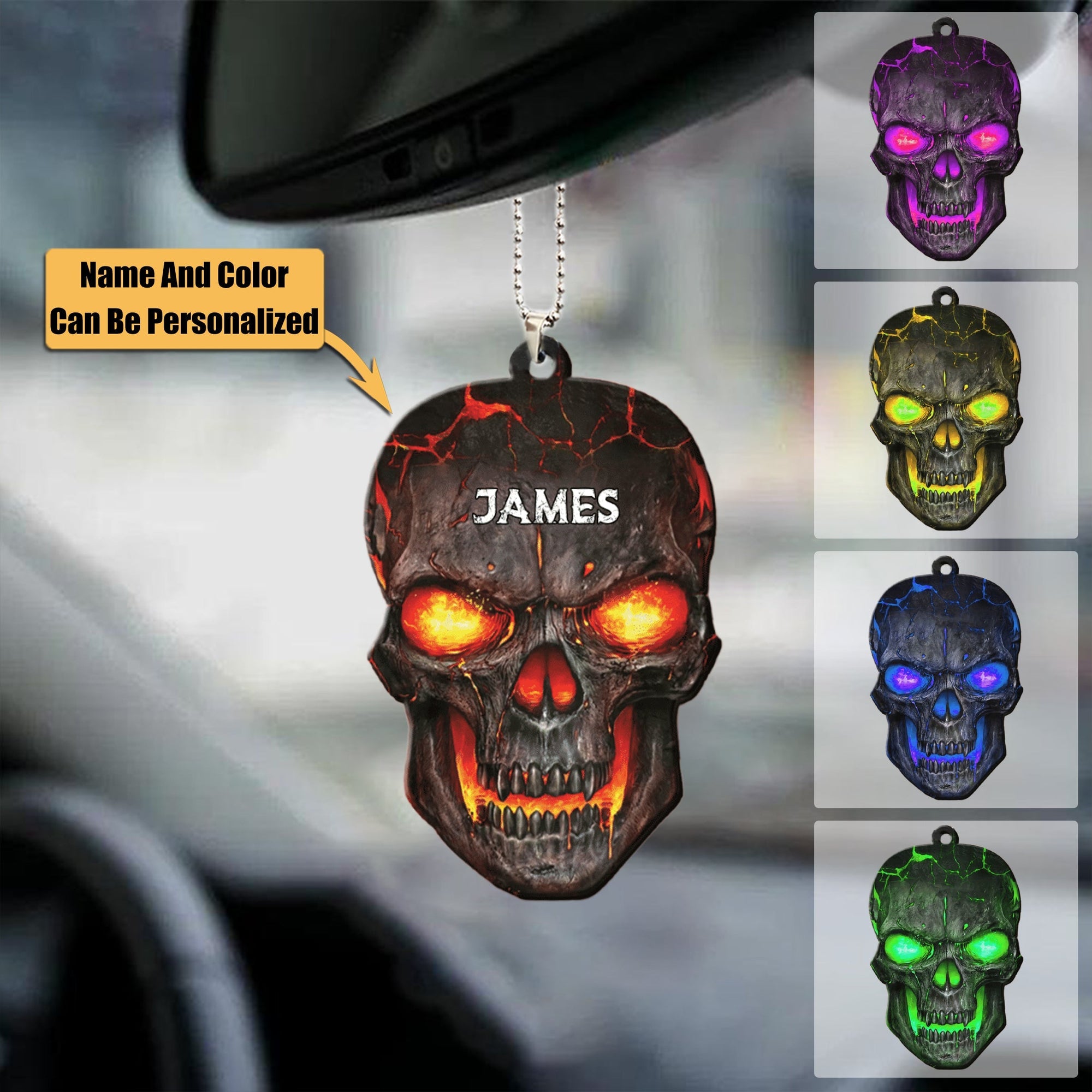 Personalized Gift For Skull Lover Acrylic Flat Car Ornament